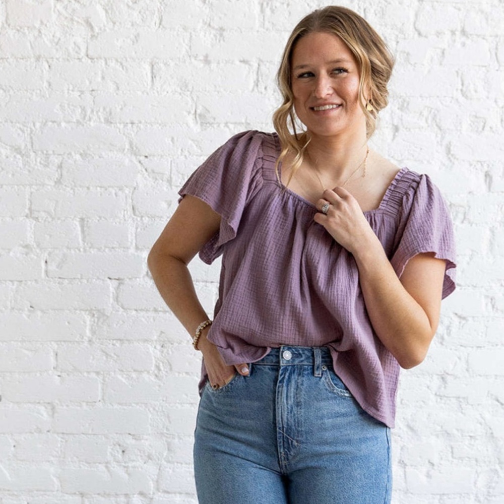 Grade & Gathering Summer Gauze Top - Size S